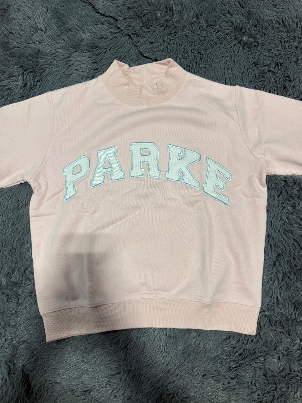 PARKE Varsity Mock Neck Sweatshirt in Sprinkle Color-way